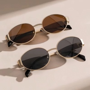 نظارات نسائية بإطار بيضاوي - طقم من قطعتين